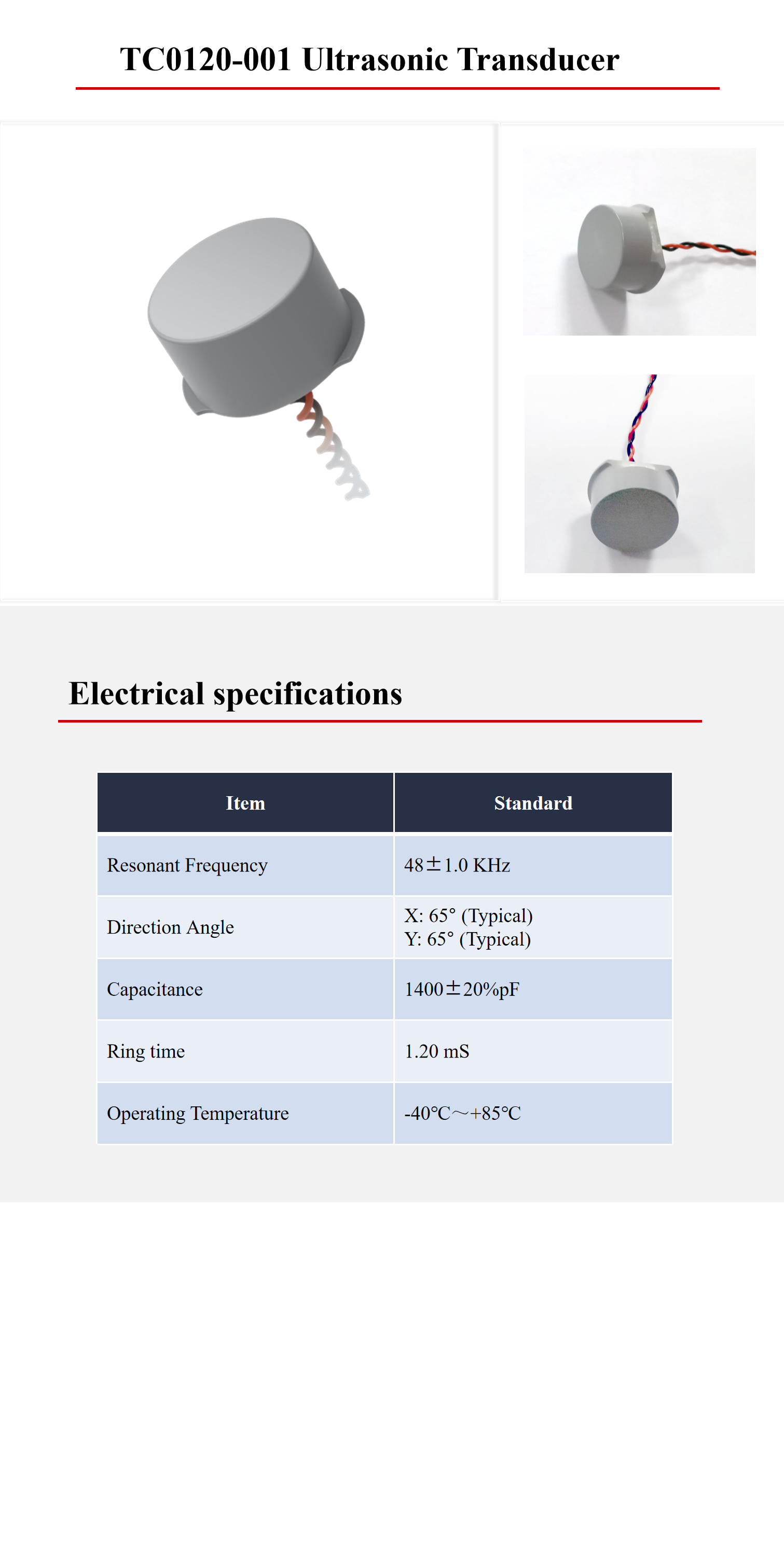 48KHz Radar Distance Measurement Sensor Piezoelectric Car Rear Parking Sensor