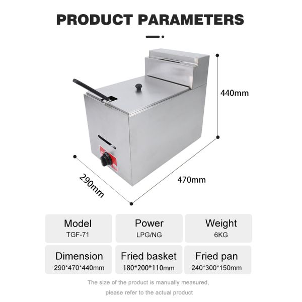 Stainless Steel Temperature Mini Electric Gas Deep Fryer for Commercial Restaurant