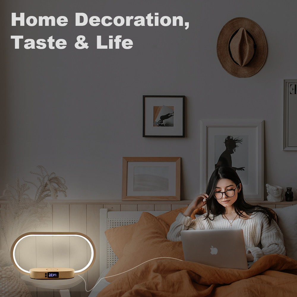 Recyclable Materials Wireless Charger Wooden Charger Fast Charger With Clock And Light