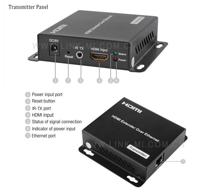 120M HDMI Extender AV Over IP 1080P With IR Support Point To Many To Many Cascading