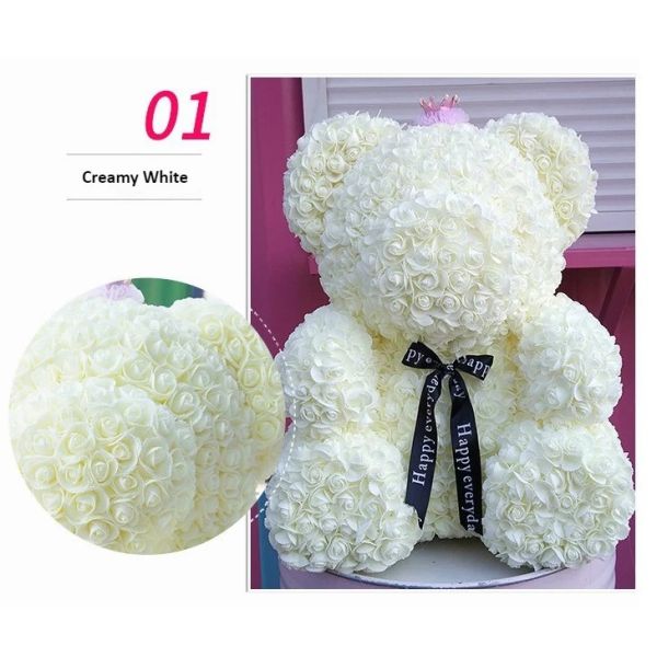 Wholesale High Quality Preserved Flower Rose Teddy Bear PE for Valentines Day Gifts