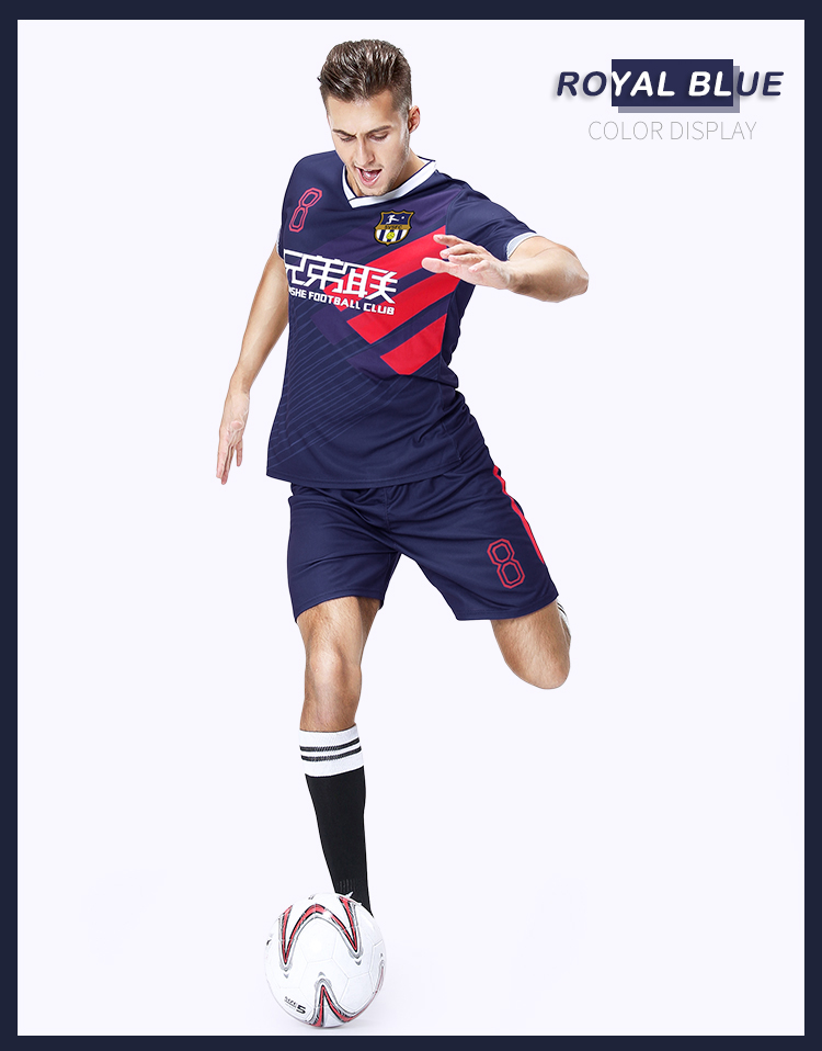 Men's short sleeve jersey customized adult football suit set Student team match training suit design printed word pattern logo