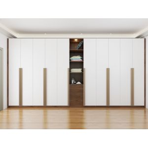 Bedroom Walnut Glass Swing Door Wardrobe Modular Assembled