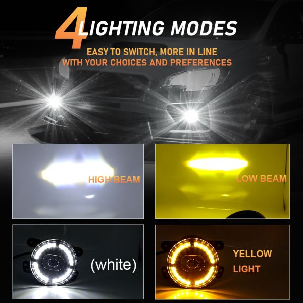 Universal LED Fog Light For Car Motorcycle 4 Inch White Yellow