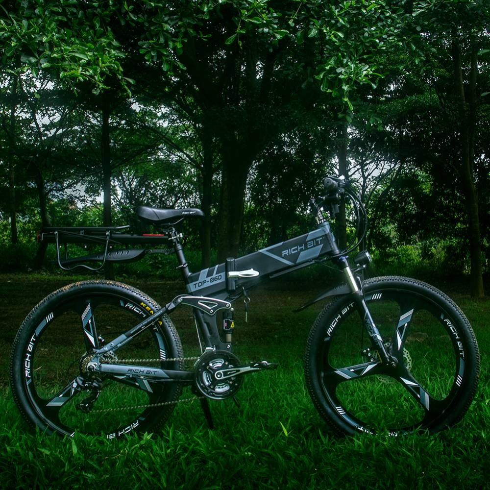 EU STOCK 26" Full Suspension Electric City Bicycle Street Bike 36v 250w 12.8Ah RICH BIT Top 860
