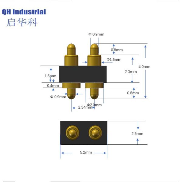 2Pin Sweden Hiqh Recycling Connector Magnetic Charging Connector Spring Loaded spring loaded pin Connector