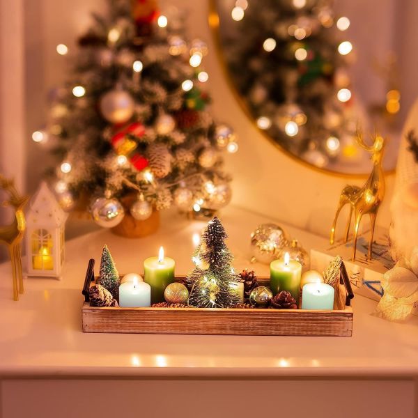 Custom Wooden Candle Holder Tray - Farmhouse Decor Centerpiece