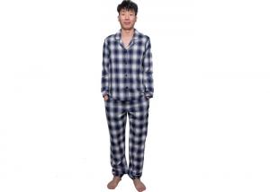 Quality Shirt Collar Mens Plaid Pajama Set Sleepwear , Two Piece Pajama Set Rounded Edges wholesale