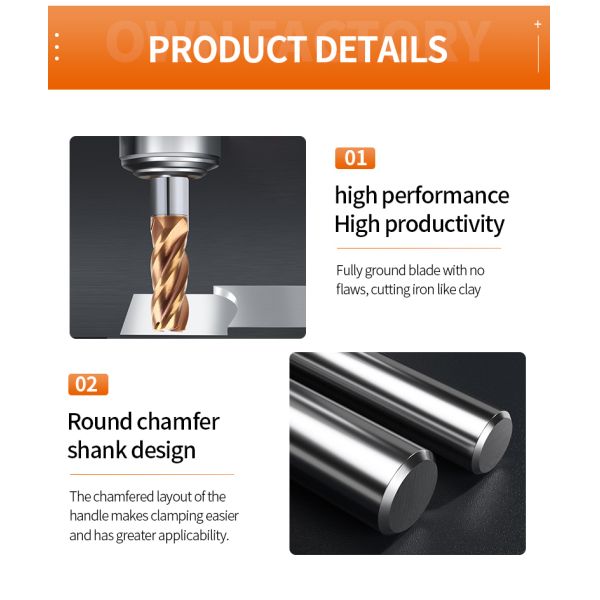 Manufacturer Solid Hard Alloy 4Flute Spiral Groove Flat Bottom Engraving End Milling Cutter Metal Cutting Cnc Metal Working Bit