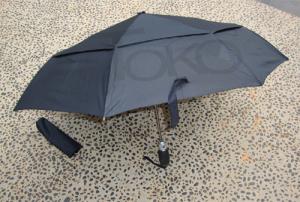 Quality Black Automatic Foldable Umbrella / Travel Umbrella Silicon Handle 190T Pongee Fabric wholesale