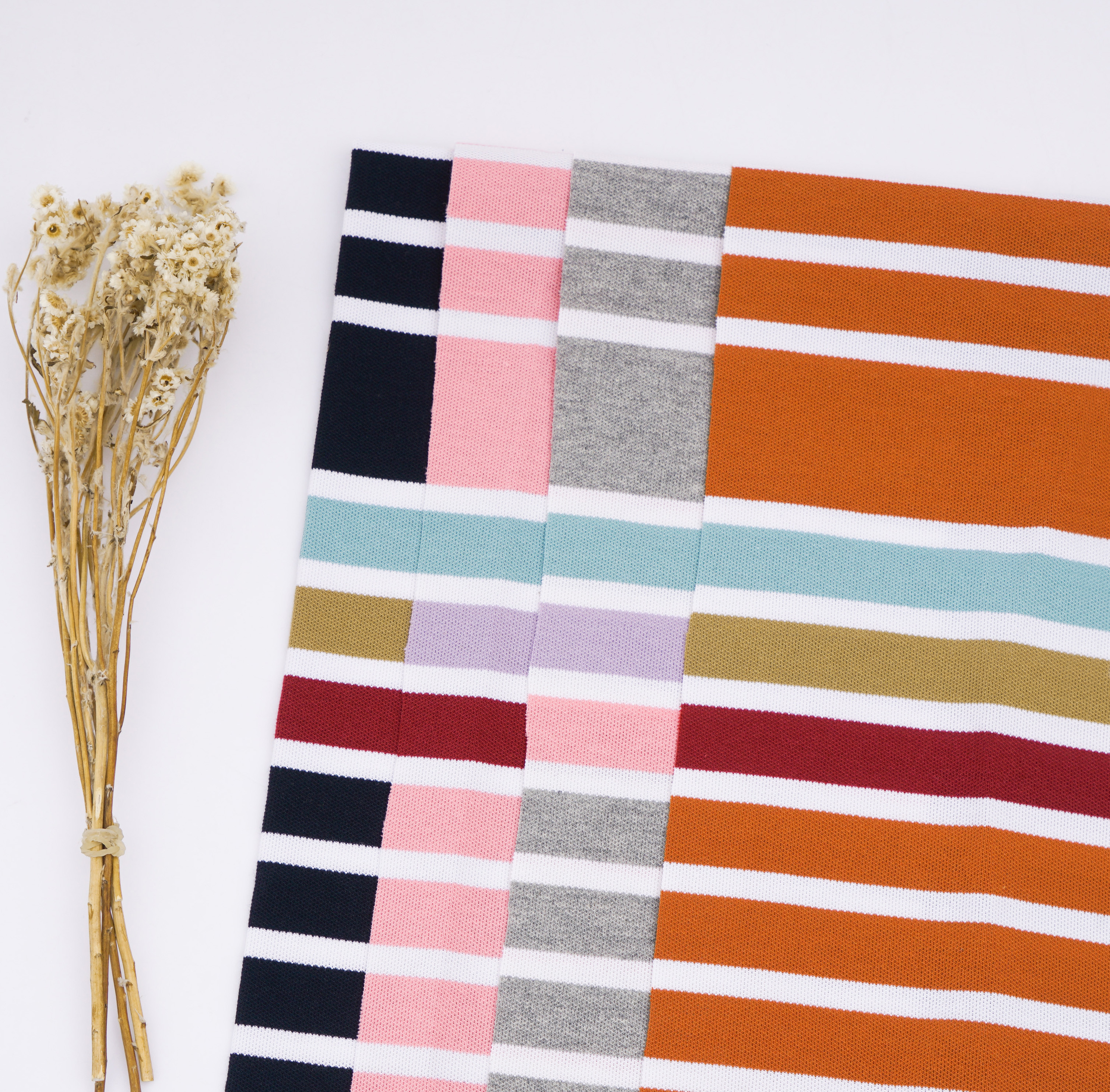 Healthy Comfortable And Breathable Striped Knit Fabric For T-Shirt