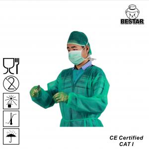 China Green Ppe Disposable Gown AAMI PB70 LEVEL 2 Waterproof Isolation Gown on sale