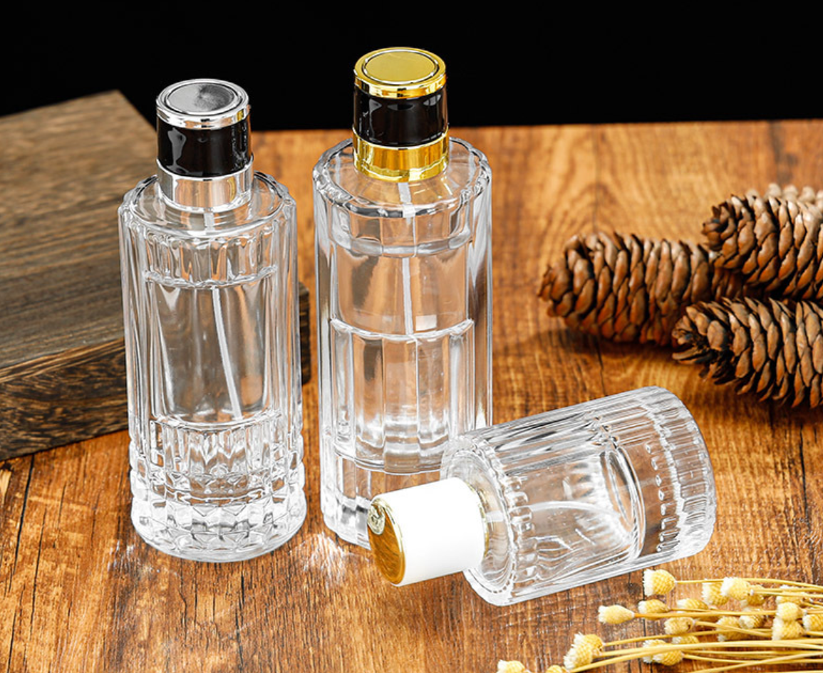 Transparent Glass Perfume Bottle Sub Bottling 30 / 50 / 100ml Cosmetic Sampl