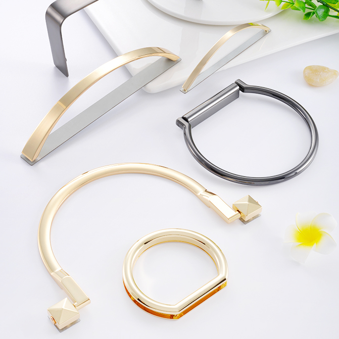 Metal Hardware Bag Handle Customized Size Zinc Alloy Clutch for Luxury Handbags