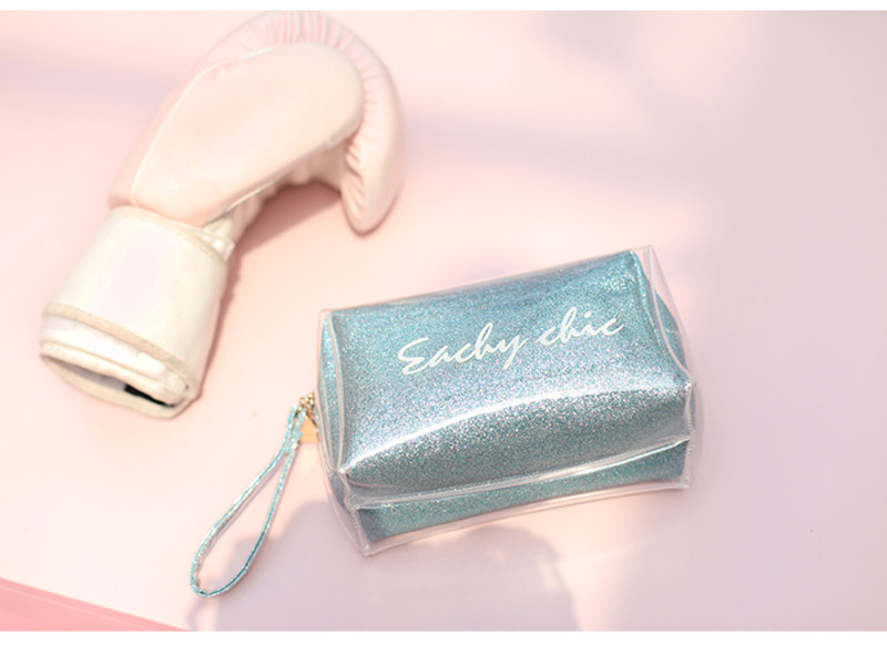 Shiny PU Makeup Bag Portable Travel Zipper Cosmetic Bag Organizer