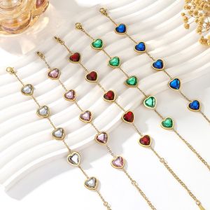 Quality Women's Jewelry 18K Gold Plated Stainless Steel Chain Crystal Bracelets for Women wholesale
