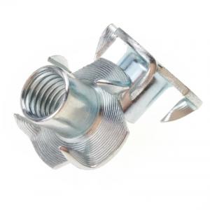 Quality M5 Thread Carbon Steel Tee Nuts For Furniture Insert Lock 4 Prongs wholesale