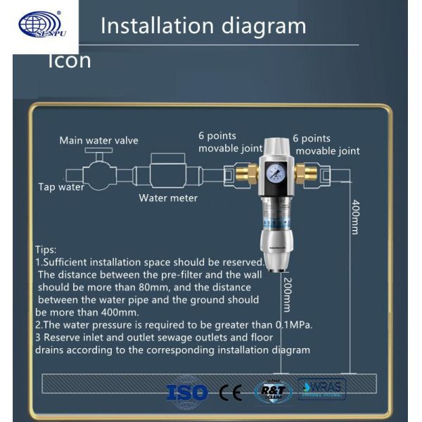 3000L/ H Household Water Purifier RO Water Pre Filter For Home