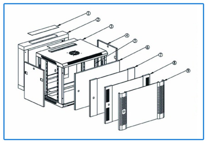 19Inch Mini Server Rack Cabinet , Wall Mount Rack Enclosure Server Cabinet