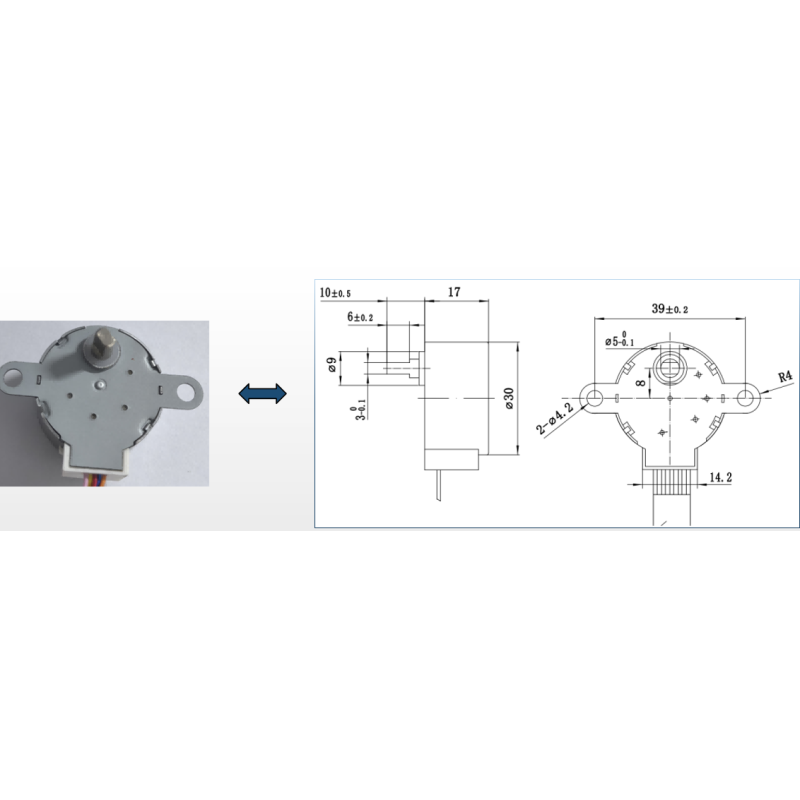 30mm Micro 7.5° Step Angle 12V DC Copper Coil Stepper Motor With Gearbox For Air Conditioning Applications