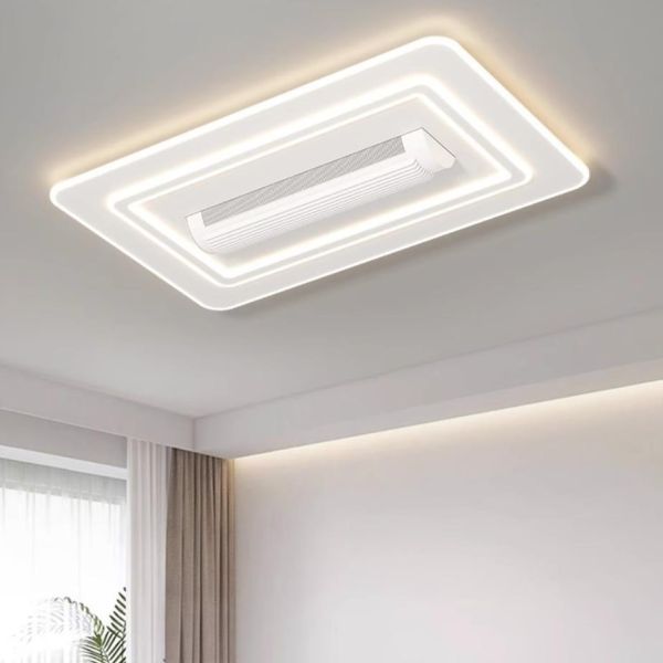 Modern Iron LED 6-Speed Dimmable Smart Bladeless Ceiling Fan with Light and Remote for Hotel Bedroom Decor