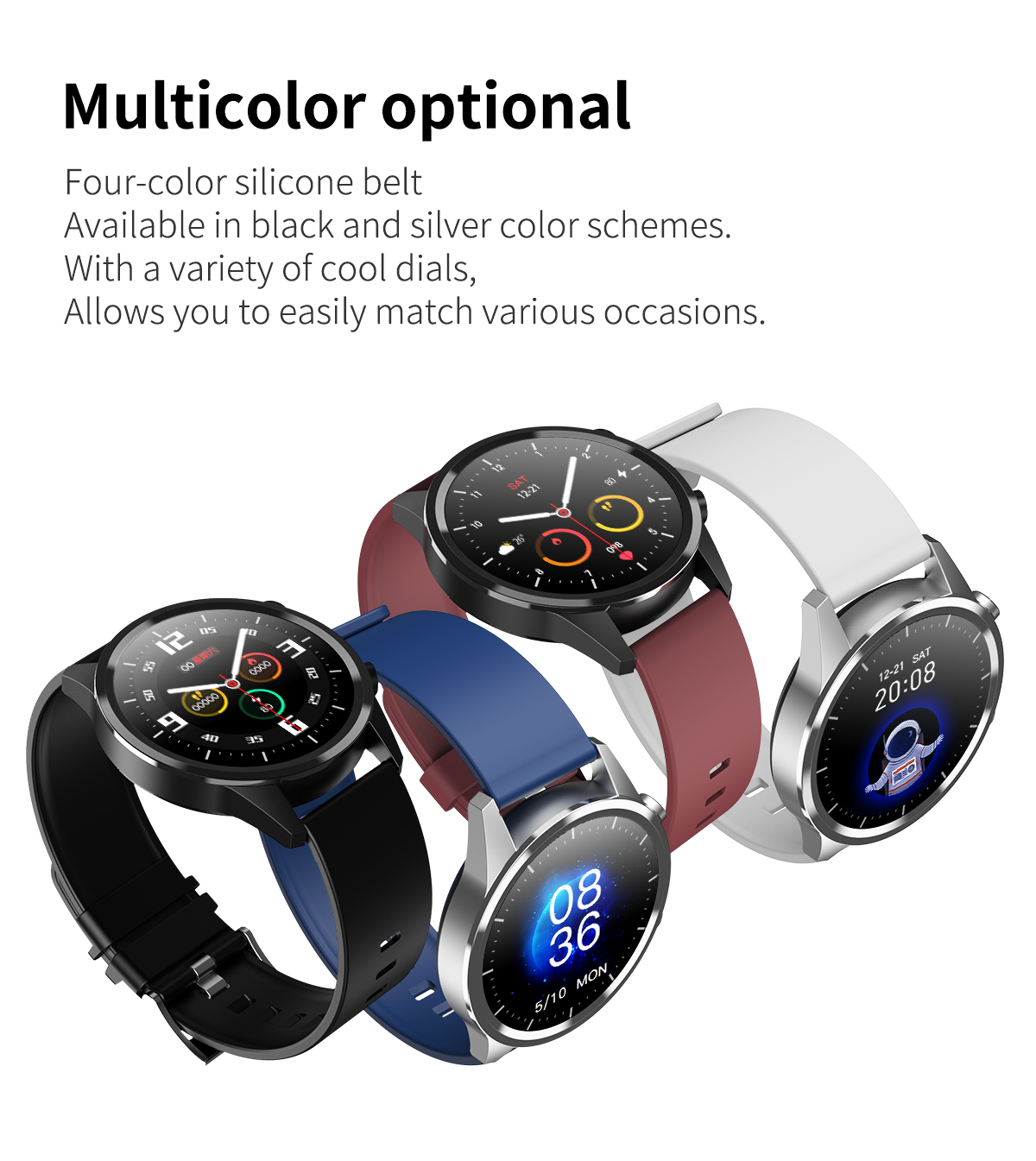 Fitness Track Round Shape Smartwatch Blood Pressure Oxygen 1.28 Inch Health