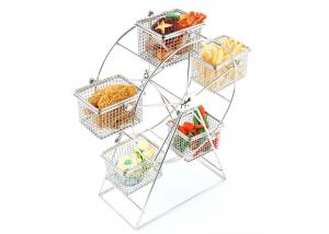 Quality Commercial Buffet Supplies, Sky Wheel Rotary French Fries Container, Stainless Steel 6-Basket Snack Food Holder wholesale
