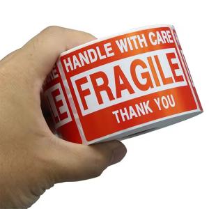 Quality Customized Release Paper Adhesive Fragile Warning Stickers 2x3 3x5 wholesale