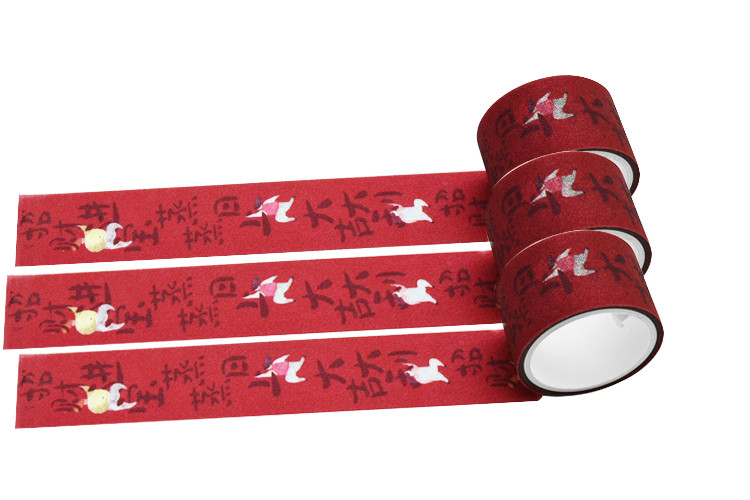 Quality Red Chinese Character 30mm Adhesive Glitter Tape wholesale