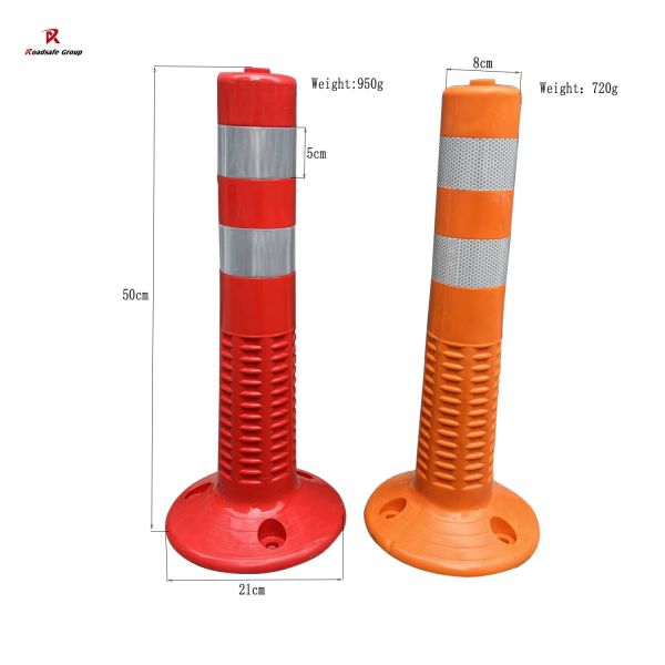 Traffic PU 500mm Warning Post Reflective Delineator Road Spring Flexible Bollard