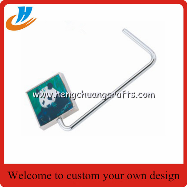 Bag hook hanger,epoxy logo bag hanger with custom,print logo design