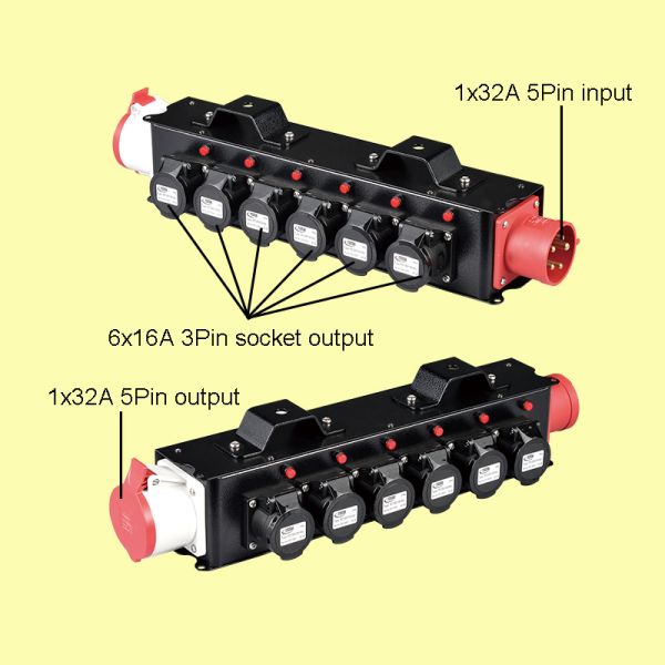 Nebula PB031 5P 32A CEE Robust Steel Power Distribution Unit Distro Box for Efficient Low Voltage Power Distribution