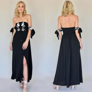 Quality New Boho Off Shoulder Summer Backless Maxi Dresses With Tie Up Sleeves wholesale
