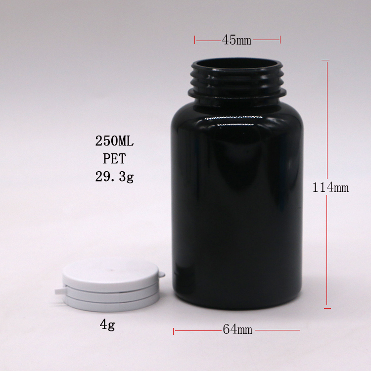 Customize Color PET 250ml Round Plastic Bottle for Medicine Capsule Container