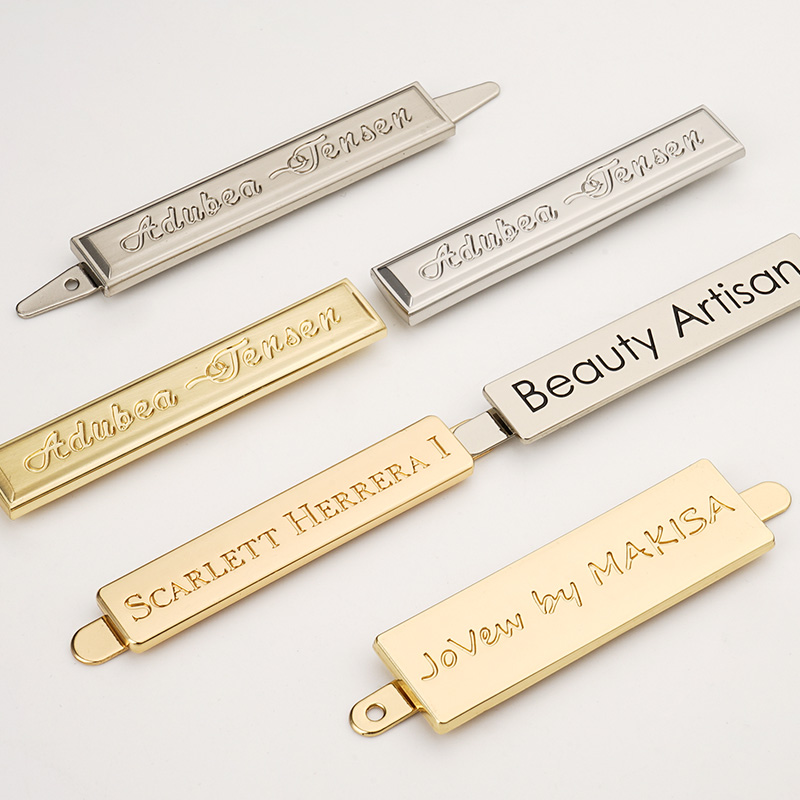 Handbag Accessories Customized Metal Label Name Tag Gold Logo Plate for Bag Hardware
