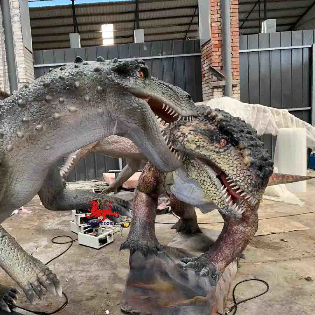 Theme Park Realistic Animatronic Dinosaur Scutosaurus VS Gorgonops With Movement And Sound Customization