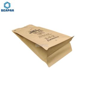 Quality Flat Bottom Zipper 125g Brown Kraft Paper Coffee Bags wholesale