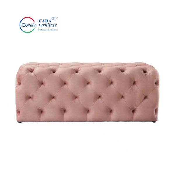 BB2009 Minimalist Bedroom Furniture Nordic Foot Rest Pink Fabric Stool Long Square Bed End Stool Bench