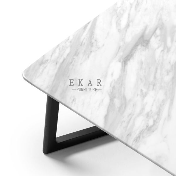 Ash Wooden Frame Italian Rectangle Shaped Marble Coffee Table