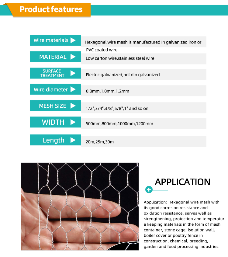 Low Price Exagonal Wire Mesh For Chicken And P[ets Box Stone Basket Hexagonal Woven Wire Mesh For Stone Loading