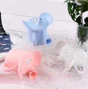 China Eco Friendly spill proof Silicone Baby Cups Elephant Lion Head With Handle on sale