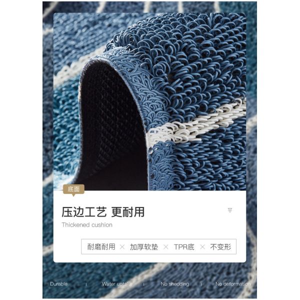 Indoor or outdoor dirt scraping mud waterproof mat Chenise silk foot mat silk ring stripe door non-slip mat