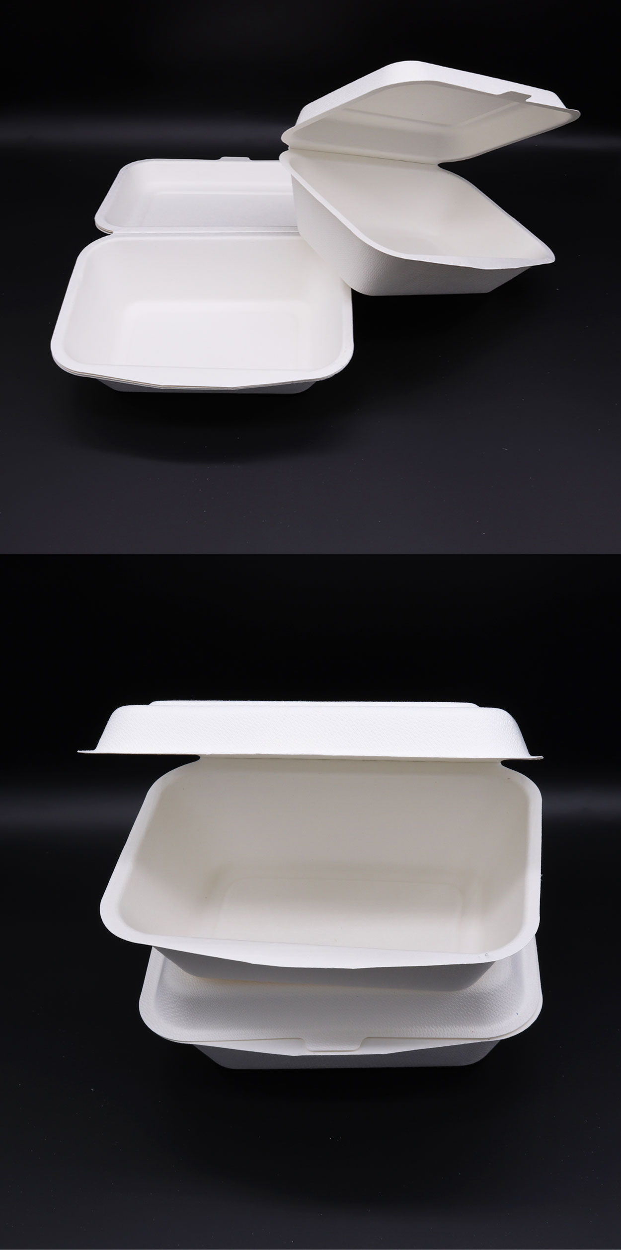 Biodegradable Disposable Sugarcane Bagasse Takeaway Food Container Packaging Clamshell Lunch Box Paperboard Accept B002 Hbmg