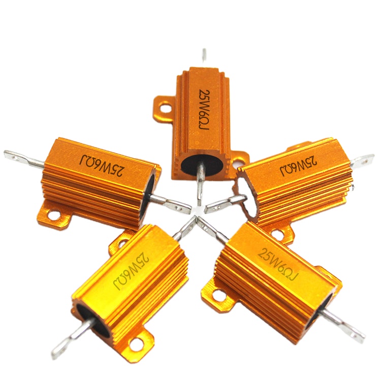 25W 6 Ohm Golden Aluminum Wire Wound Power Encased Resistor 25 Watt