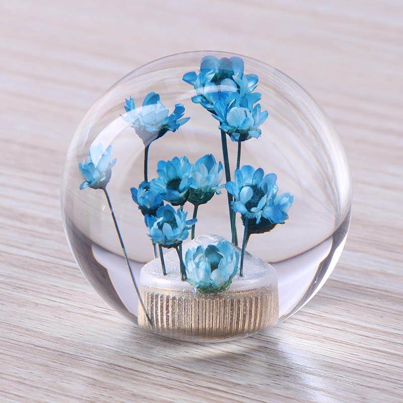 Custom design logo car gear shift knobs crystal gear shift knob with dry flower inside resin shift gear knob ball