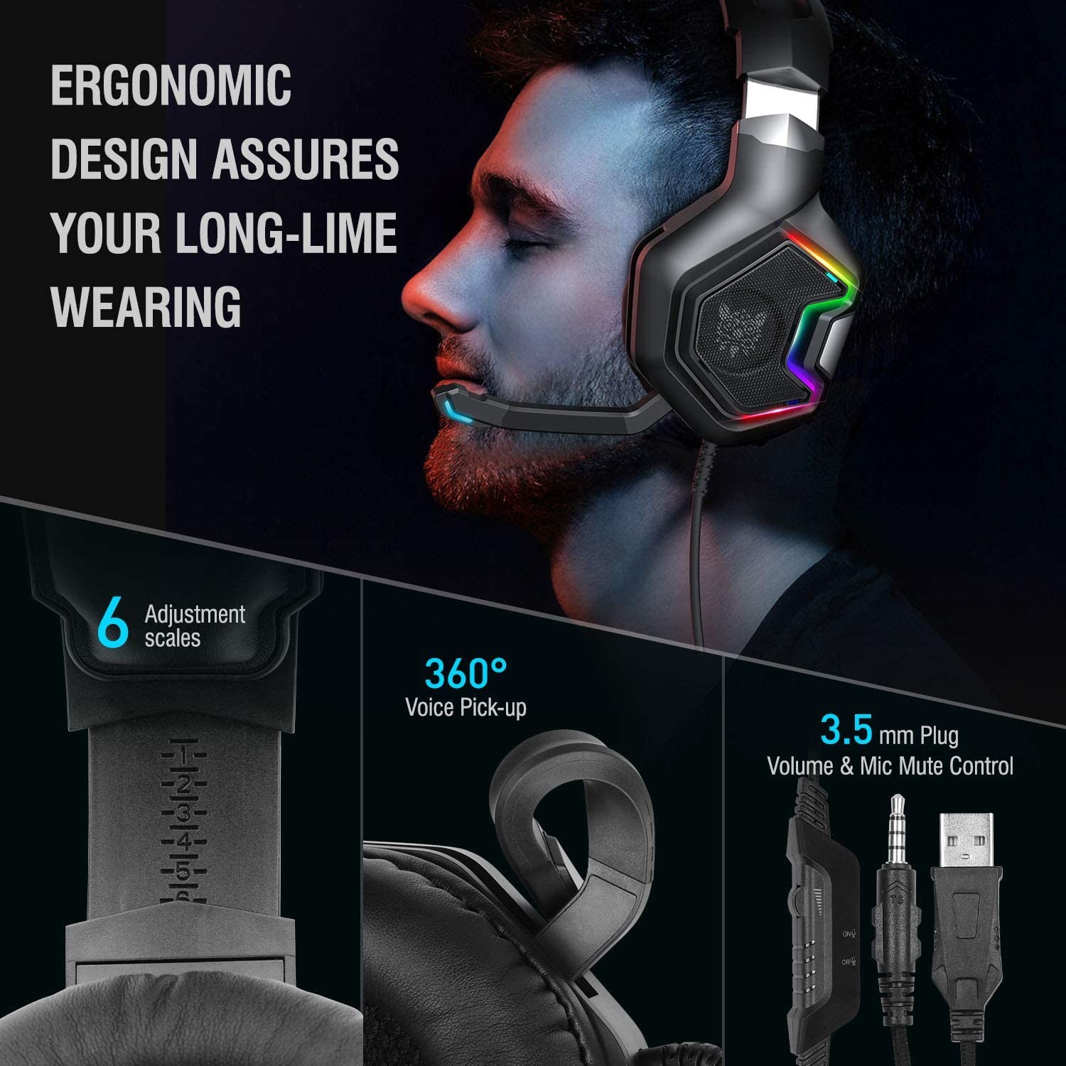 DC5V 50mm Ipx-5 ONIKUMA K10 Pro Gaming Headset With Mic