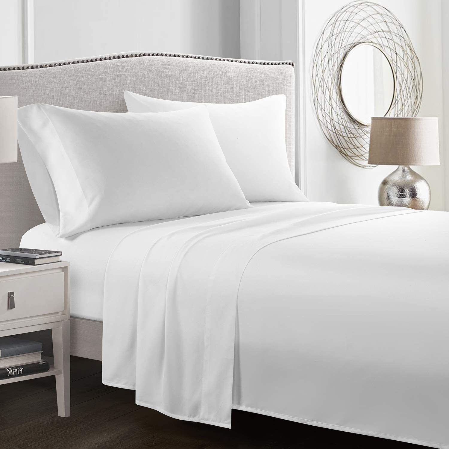 Sustainable Soft Bed Set 1800TC Solid Egyptian Cotton Fitted Sheet 4 Piece Quilt Bedding Set