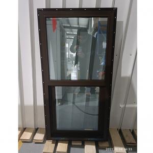 China PVC Frame Vinyl Hung Window Upward Sliding Hung Brown Window on sale