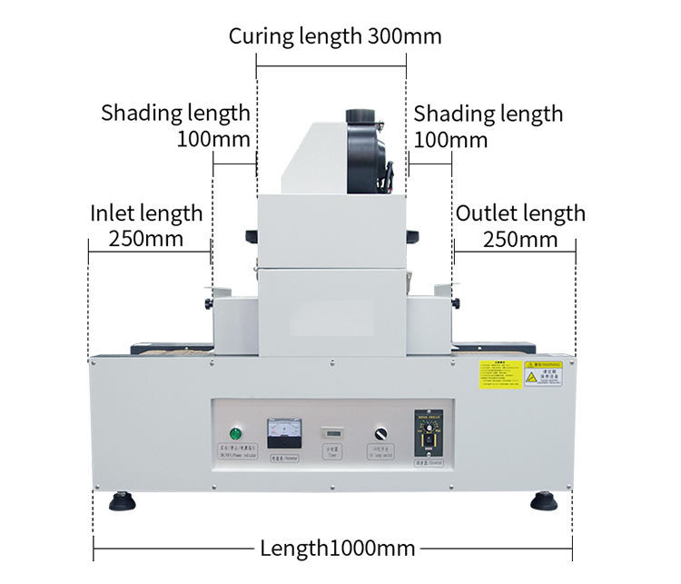 Small Desktop 2KW UV Curing Machine Dryer 300MM Belt Used In Cell Phone Case