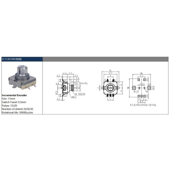 High-Precision SMT Rotary Encoder 5-Pin 11mm Threaded Metal Shaft – Wholesale